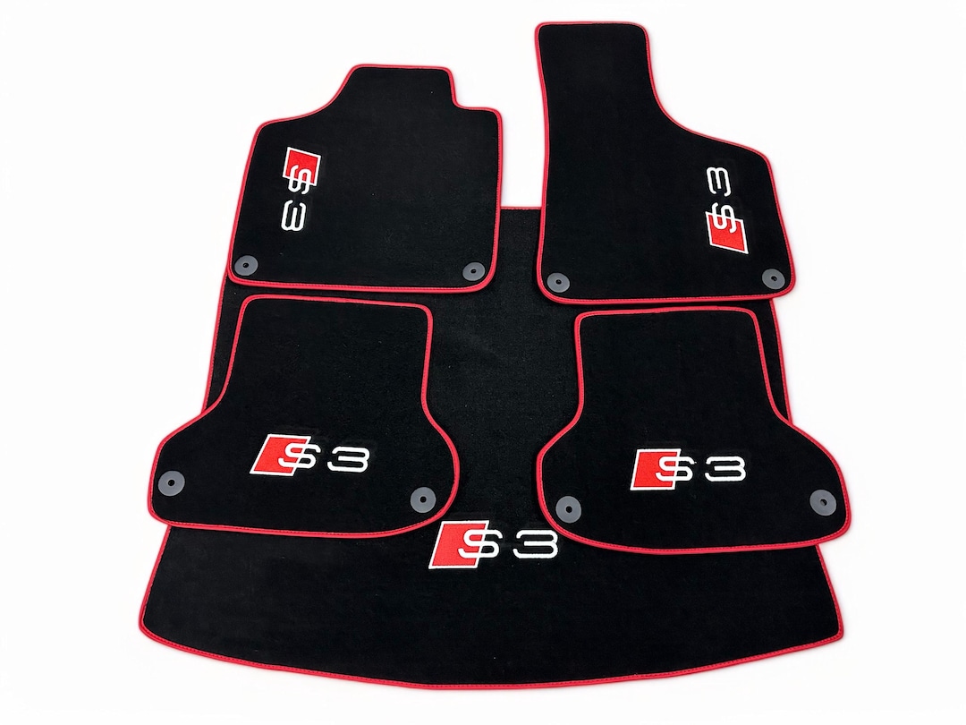 Lengenfelder UNICORN Floor Mats For Audi A3 S3 RS3 8P 8PA – Black With Pink Edge, FREE Gift