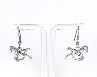 Horse Charm Earrings. Perfect Horse Gift for Horse Lover in your life. Stainless Steel Earring Hook. Minimalist Horse Jewelry.