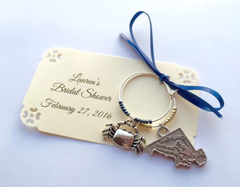 1 to 50 Maryland wine charm favors: Perfect party decor for a Maryland Destination wedding favor and Bridal Shower Favors. 2-charm favors. image 1