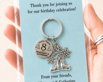 Ice Skating Birthday Party Favor Keychain | Skate Into 8 Party | Personalized Ice Skate Keychain | Custom Name Charm Gift