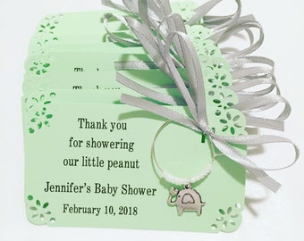 Elephant baby shower wine charm favors. Green Baby Boy Elephant. Little Peanut Baby Shower Favors. Elephant Party Favors. 1 to 50 favors.