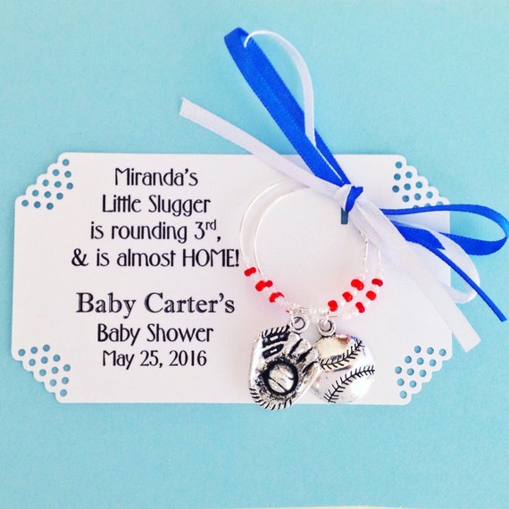 Baseball Baby Shower Wine Charm Favors Baseball Theme Little Etsy