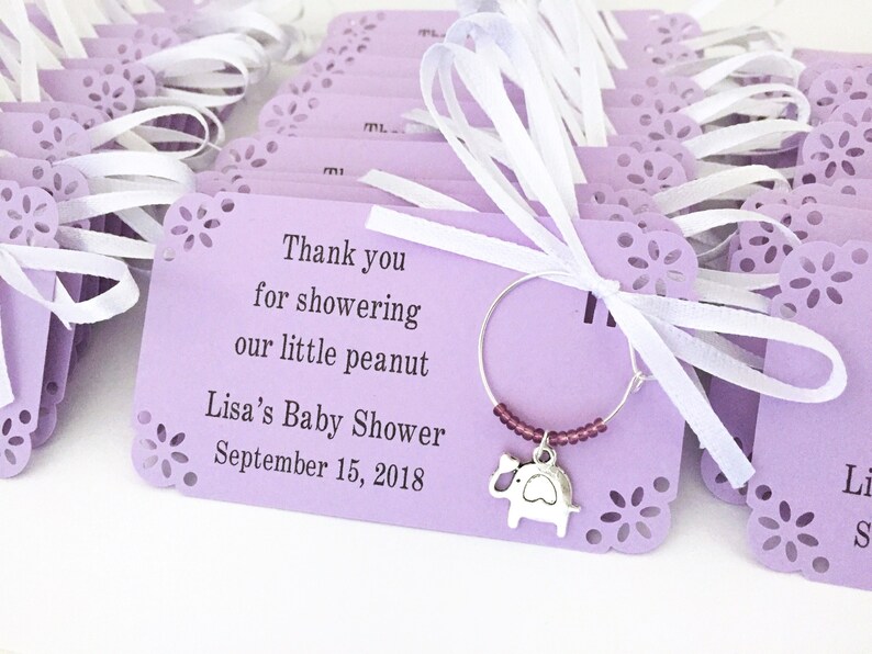 Elephant Baby Shower Wine Charm Favor Purple Girl Little Peanut And Favors Party 1 To 50