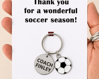 Custom Soccer Coach Keychain Gift | Personalized Coach Name Charm | End of Soccer Season Team Thank You Gift | Soccer Coach Appreciation