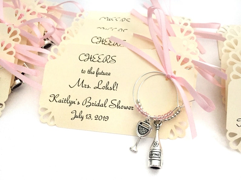 1 to 50 Customized wine charm favors for vineyard themed event: 2 charm set. Perfect for vineyard wedding favors & Bridal Shower Favors. image 1