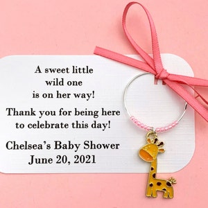 Giraffe Baby Shower wine charm favors. Baby Girl Giraffe and Zoo theme Baby Shower Favors & Giraffe Party Favor Deocrations. 1 to 50 favors.