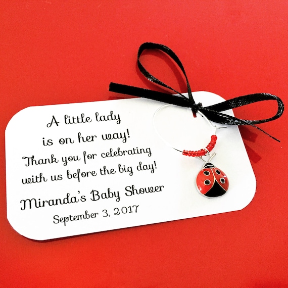 Ladybug Baby Shower Wine Charm Favors 1 Charm Set Ladybug Etsy