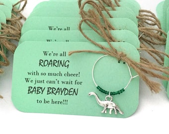 Dinosaur baby shower wine charm favor. Green Baby Dino Baby Shower Favors & Dinosaur Party Favor. 1 to 50 favors