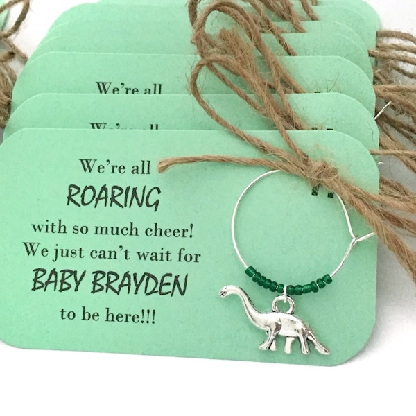 Dinosaur baby shower wine charm favor. Green Baby Dino Baby Shower Favors & Dinosaur Party Favor. 1 to 50 favors