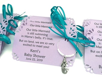 Mermaid baby shower wine charm favors: 1 charm set. Mermaid theme Baby Shower Favors & Mermaid Party Decor. Under the Sea. 1 to 50 favors.