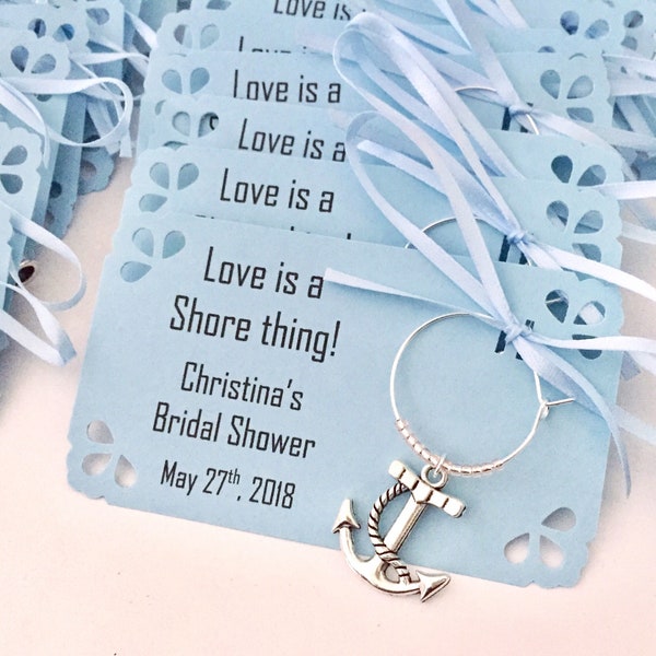 1 to 50 Beach wine charms favors for beach themed event: Perfect Gift for wedding favor at the Shore, bridal shower favors, & birthday favor