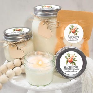 Peach Blossom Soy Candle – Hand-Poured Jar with Peach, Rose & Sweet Pea – Fresh Floral Gift