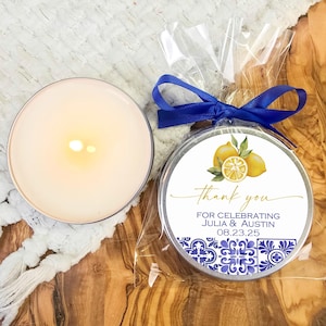 Lemon Tile Candle Wedding Favors: Amalfi Coast Bridal Shower Gifts