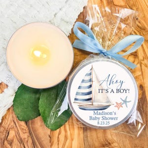Nautical Baby Shower Candle Favors: Ahoy It&#39;s a Boy, Sailboat Theme