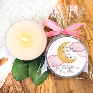 Personalized Moon & Stars Baby Shower Candle Favors: Celestial Party Gifts