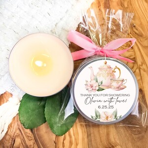 Personalized Tea Party Candle Favors: Pink Teapot Design