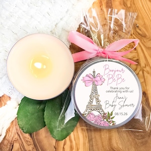Bonjour Bebe Baby Shower Favors – Paris Eiffel Tower Candle Gifts – French Themed Party Favors – Personalized Girl Baby Shower Candles