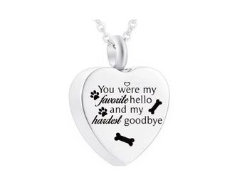 Pet Urn Jewelry, Dog Pendant Ashes Necklace, Heart shaped urn Jewelry
