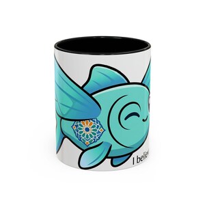 Flying Fish Mug, Moroccan Zellige Art Ceramic Coffee Cup (11oz or 15oz)