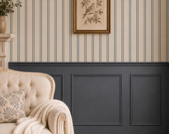Blauw-crème zacht dubbel gestreept behang: Kustboerderij neutrale textuur - premium behang - GRATIS VERZENDING