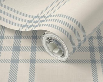 Blue Plaid Wallpaper: Cozy Farmhouse Check for Baby Room Wall Decor (Peel and Stick)