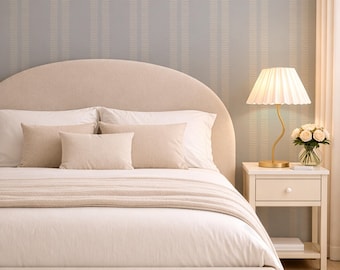 Blue double striped wallpaper: brushstroke pinstripe peel and stick Wallcovering Cottage neutral nursery decor nordic bedroom wall decor