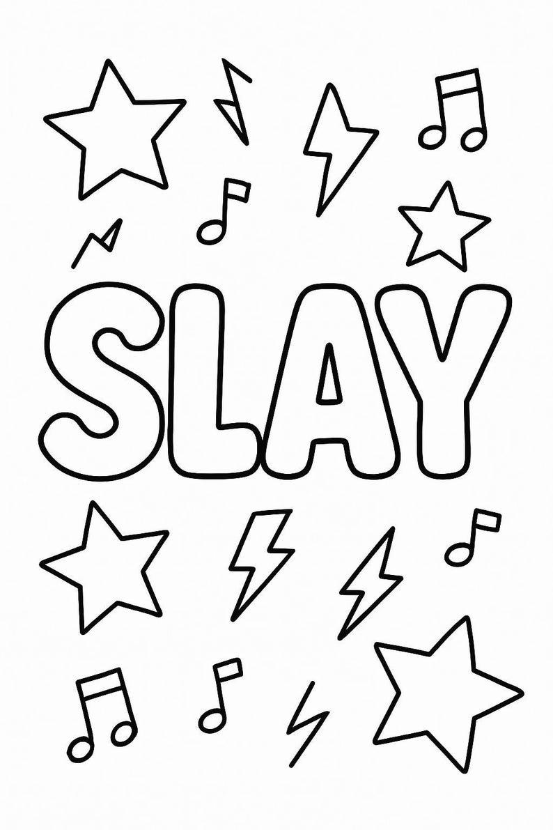 SLAY Coloring Pages, Easy Coloring - Etsy