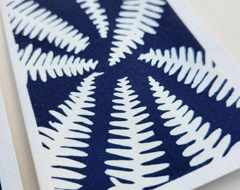 Handmade Cyanotype Note Card – Single Card  – Original Sun-Printed Botanical Cards