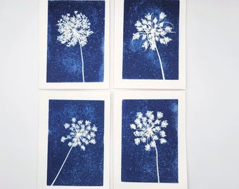 Handmade Cyanotype Note Cards – Set of 4 – Fit for a Queen Collection