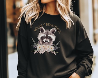 Sweater boho wasbeer, trui bos bloemen, maat SM-5XL