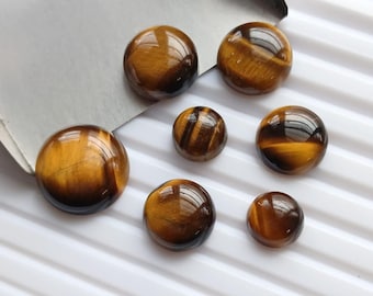 Natural Tiger's Eye Round Cabochon, Calibrated Loose Gemstone, 5mm-25mm, Gemstone For Jewelry Making