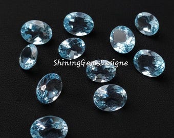 Natural Sky Blue Topaz Oval Faceted Gemstone | Loose Blue Topaz Stone for Jewelry Making