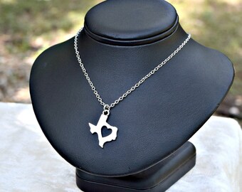 Texas Charm Necklace, Texas Necklace, Lone Star State, Texas Pride Jewelry, I love Texas Necklace, I love you so much, Austin Tx,State Charm