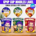 Canva Editable Custom Name K Pop Demon Hunter, Kpop Demons Hunter Printable, Rumi, Mira, zoey Cup Noodle Labels, For Christmas Party Decor