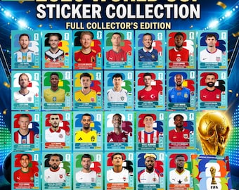 Pegatinas imprimibles del Mundial 2026 / Álbum en PDF +900 pegatinas de fútbol / Los 48 equipos / Descarga instantánea de cromos de fútbol del Mundial de la FIFA 2026