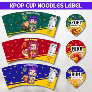 Canva Editable Custom Name K Pop Demon Hunter, Kpop Demons Hunter Printable, Rumi, Mira, zoey Cup Noodle Labels, For Halloween Party Decor