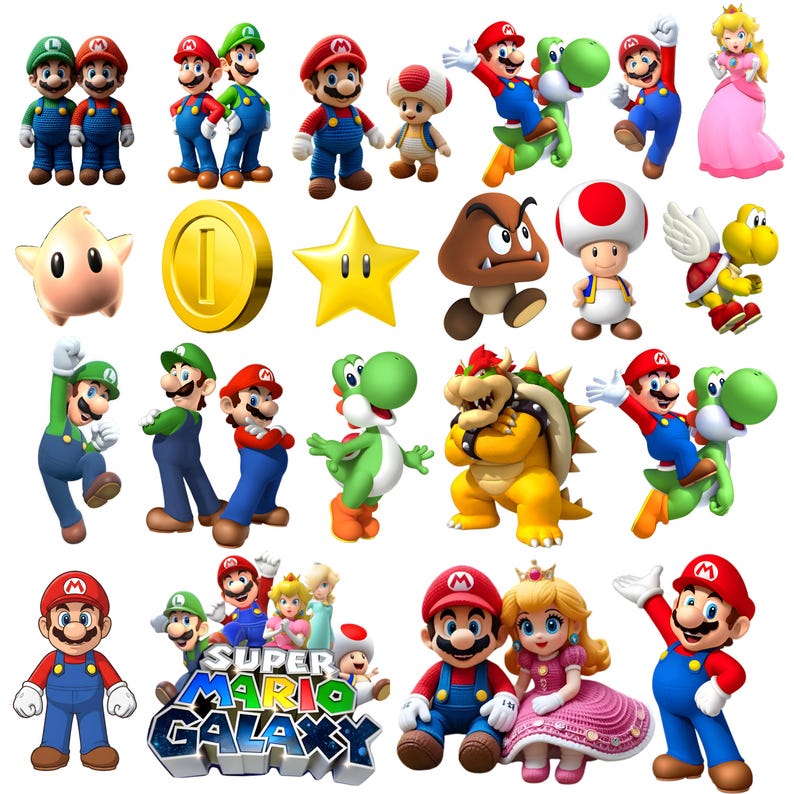 Super Mario Galaxy PNG Bundle | Mario Clipart Png Design | Mario T-Shirt Design | Mario Bros , DIY Party Decorations | Digital Downlaod image 4