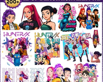 Pacchetto PNG di 200+ Kpop Demon Hunter, Huntrix Girls Band Png, PNG film ispirato al demone Kpop, Derpy Tiger PNG, pacchetto Hunterx Png