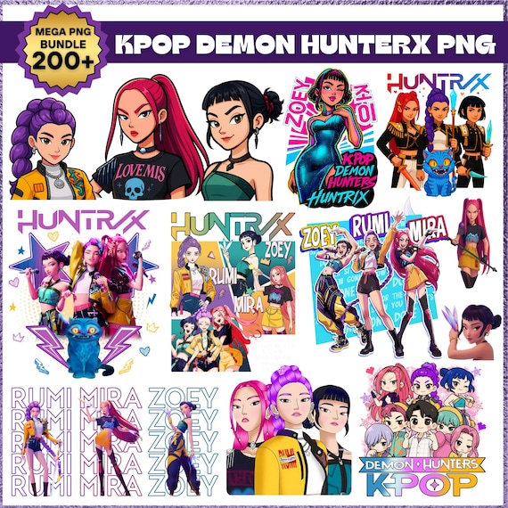 200+ Kpop Demon Hunter PNG Bundle, Huntrix Girls Band Png, Kpop Demon Inspired Movie PNG, Derpy Tiger PNG, Hunterx Png bundle