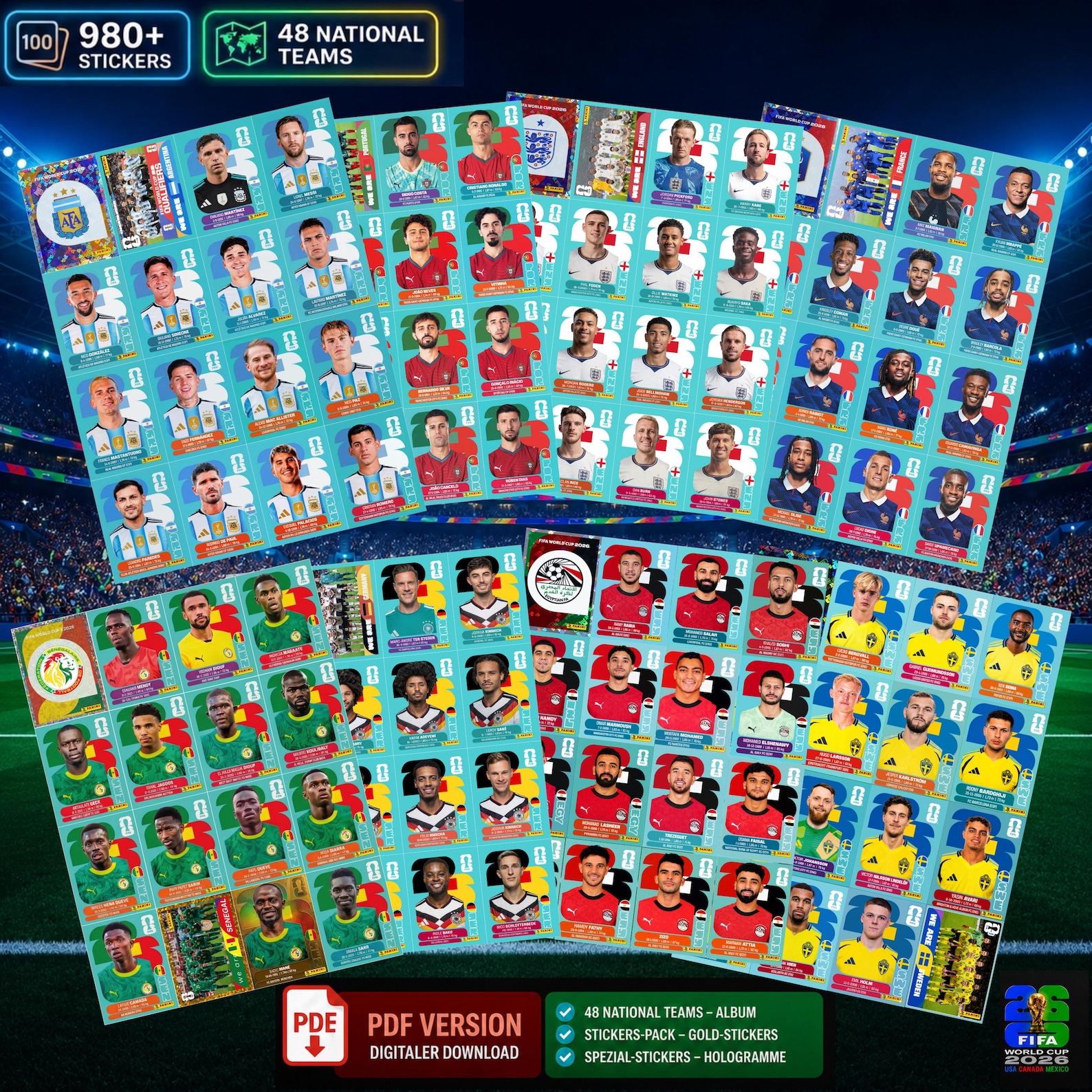 World Cup 2026 sticker sheet preview
