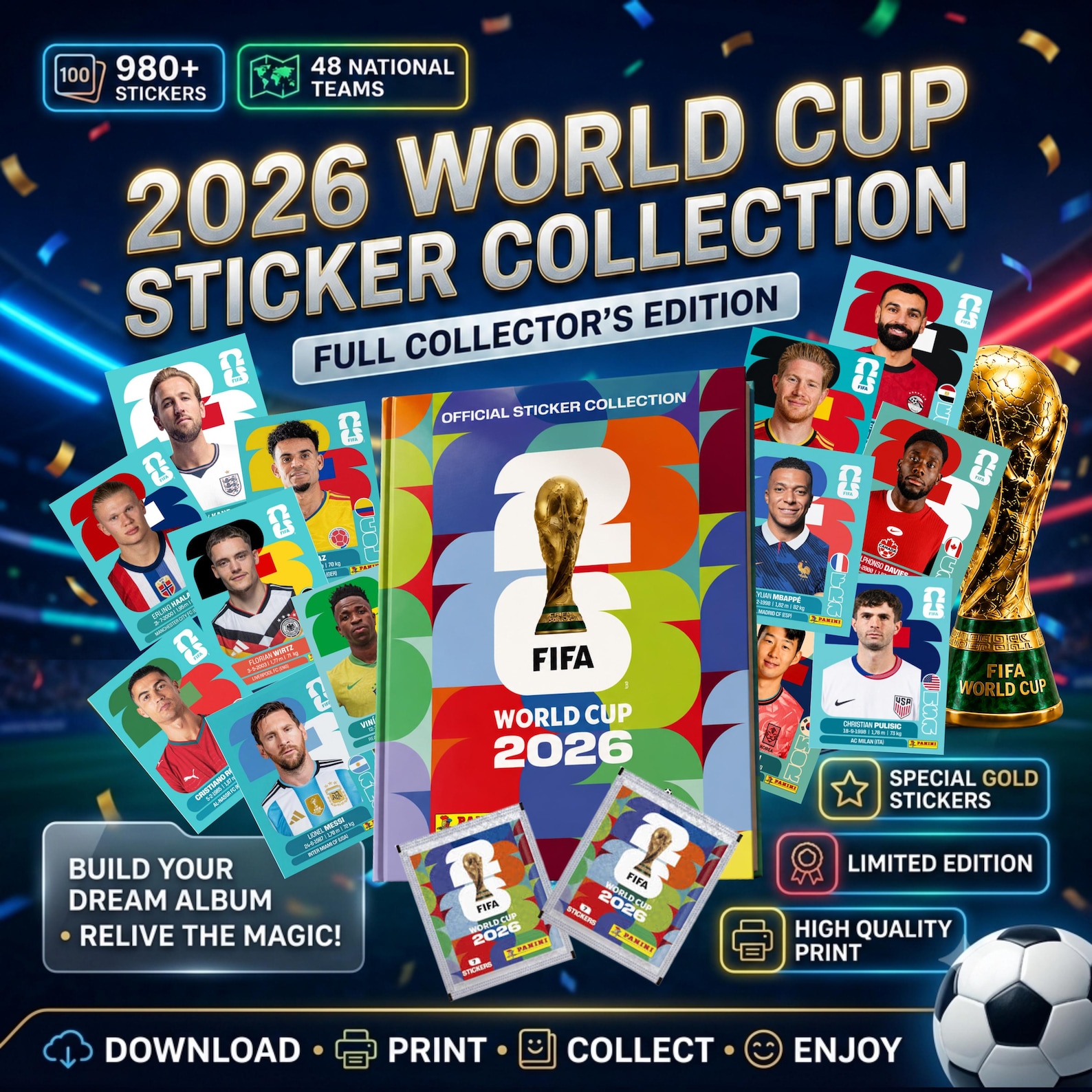 World Cup 2026 printable sticker album cover