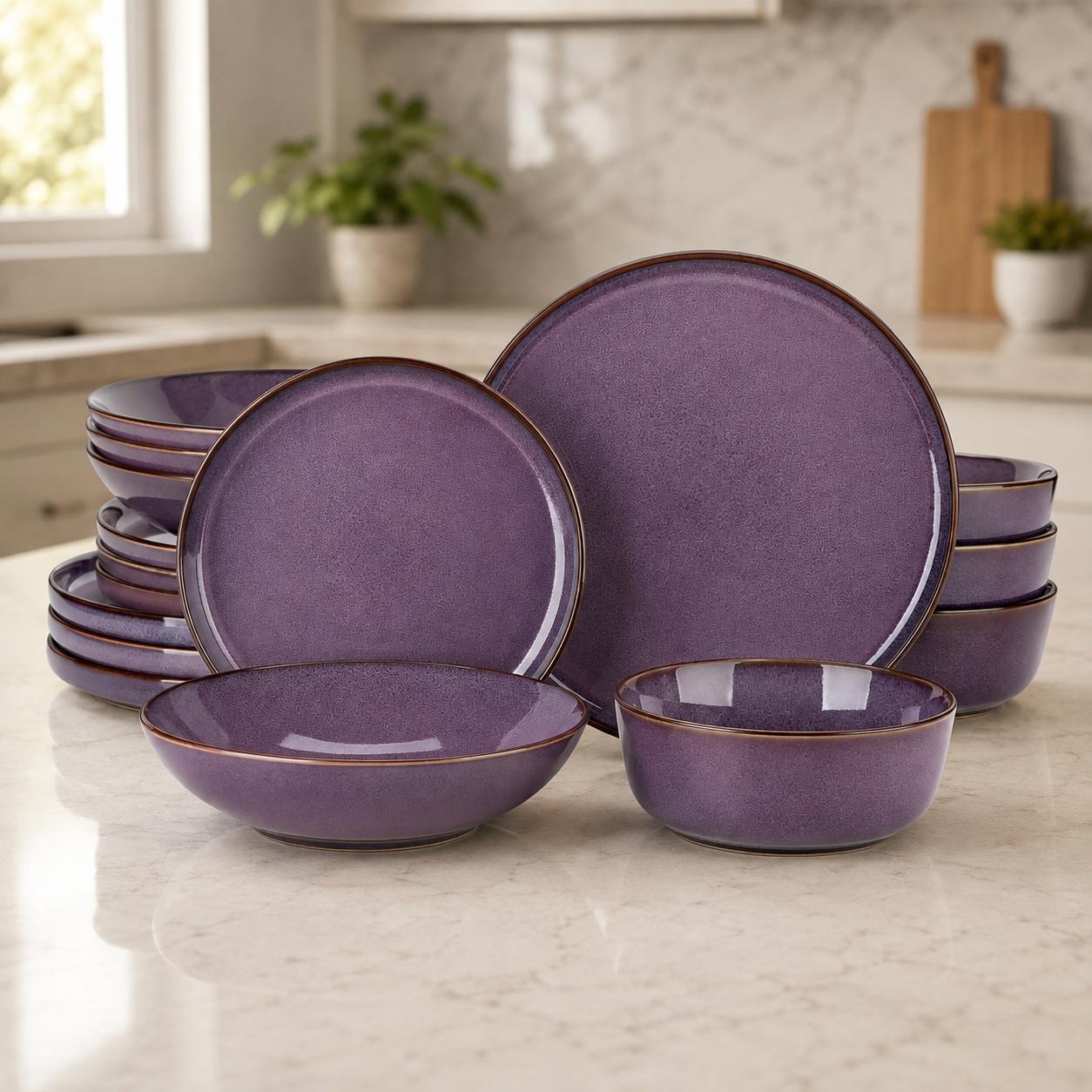 Purple stoneware dinner sets