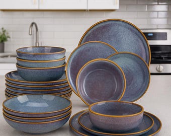 Servizio da tavola quadrato ala Gres cristalli blu – Ceramiche d'Arte