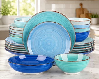 Bellita Spiral Keramik-Geschirrset, 24-teiliges modernes Steingut-Geschirr
