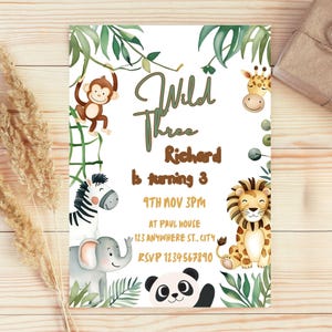 Safari Birthday Evite, 2nd Birthday Digital Invite,Jungle Animals Party