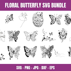 Floral Butterfly SVG: Cricut & Silhouette Cutting File (Digital Download)