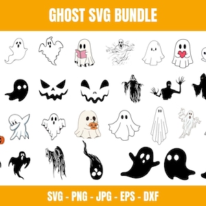 Ghost bundle svg, Ghost Svg, Halloween Svg, Cute Ghost Svg, Ghost Clipart, Halloween Clipart, Ghost Files For Cricut, Ghost Silhouette.