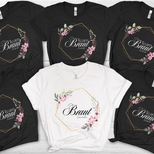Gepersonaliseerde shirts voor vrijgezellenfeesten, Team Bride T-shirtset, vrijgezellenfeest, wit bruidsshirt, Team Bride shirts, vrijgezellenfeest T-shirts