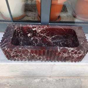 Handmade Rosso Levanto Marble Wall-Mounted Sink: Luxury Italian Vanity image 2