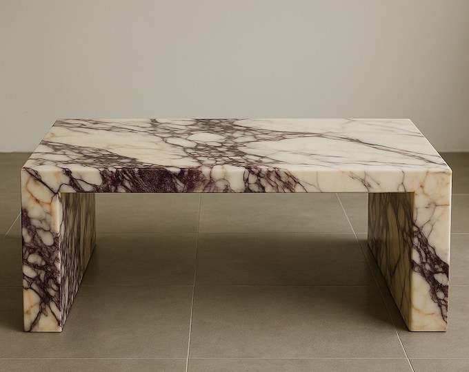 Featured listing image: Italian Calacatta Viola Marble Rectangular Coffee Table – Luxury Modern Design